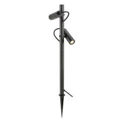 Clearance Slv Helia slim dobbel spot med jordspyd 2x6W 3000 Kelvin IP65 Antrasitt
