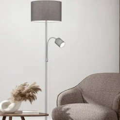 Sale Trio Lighting Hotel gulvlampe - Nikkel/grå Nikkel / Grå