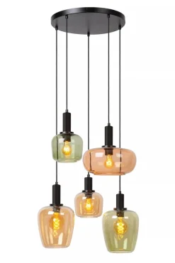 Outlet Lucide Ilona rondell takpendel 5-lys Svart