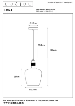 Hot Lucide Ilona takpendel 22 cm Amber