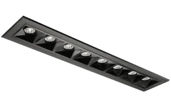Discount Sg Armaturen As Inspire R 300 innfelt downlight 8 lys 15W RA98 3000K dimbar Svart