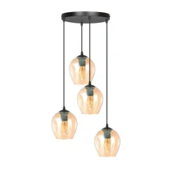 Outlet Emibig Istar rondell takpendel 4 lys - Svart/Amberfarget Svart / Amber