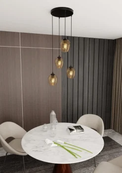 Outlet Emibig Istar rondell takpendel 4 lys - Svart/Amberfarget Svart / Amber