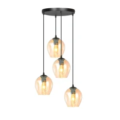 Outlet Emibig Istar rondell takpendel 4 lys - Svart/Amberfarget Svart / Amber