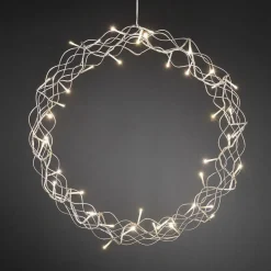 Clearance Konstsmide Julekrans med lys 45 cm varm led - Sølv Hvit
