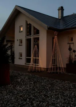Outlet Konstsmide Juletre 240 cm i metall med toppstjerne og lys IP44 - Utendørs Svart