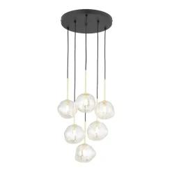 Sale TK Lighting Lava Rondell takpendel 6-lys Svart / Gullfarget / Brun