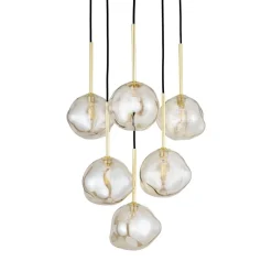 Sale TK Lighting Lava Rondell takpendel 6-lys Svart / Gullfarget / Brun