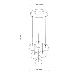 Sale TK Lighting Lava Rondell takpendel 6-lys Svart / Gullfarget / Brun