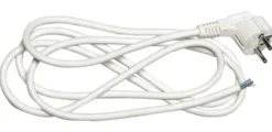 New Lightup.no Ledning med vinklet plugg 2,5 meter 3x1,5 mm jordet - Hvit