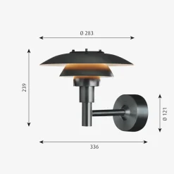 New Louis Poulsen PH 3-2½ utendørs vegglampe Svart
