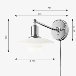 Discount Louis Poulsen PH 2/1 Vegglampe Hvitt opalt glass - Krom / Opal