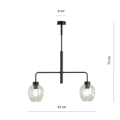 Emibig Lukka takpendel 2 lys- Svart/Klart glass Svart / Klar