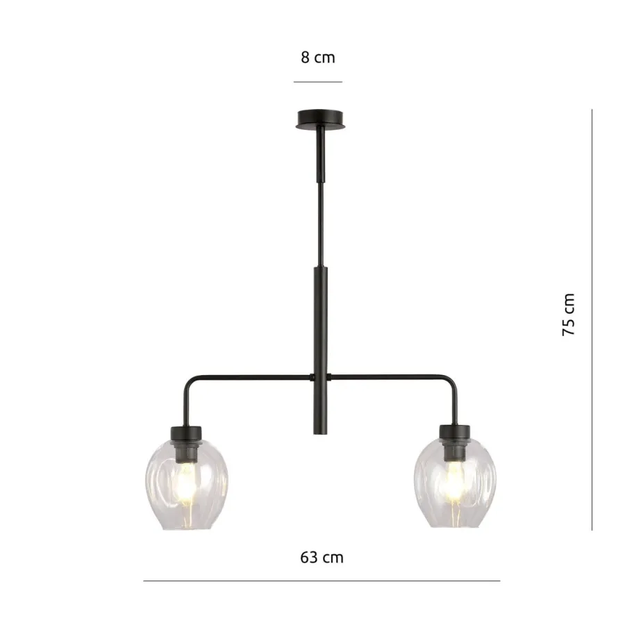 Emibig Lukka takpendel 2 lys- Svart/Klart glass Svart / Klar