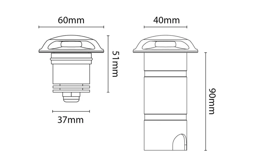 Hot Sg Armaturen As Luna Deco 1 uplight utendørs 3W 3000 Kelvin IP67 - Rustfritt Stål