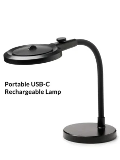 Clearance Halo Designs Magni portabel oppladbar bordlampe med forstørrelsesglass Svart