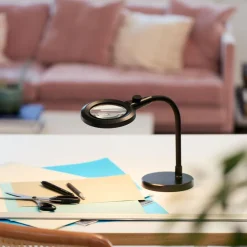 Clearance Halo Designs Magni portabel oppladbar bordlampe med forstørrelsesglass Svart