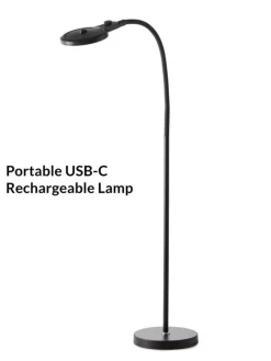 Hot Halo Designs Magni portabel oppladbar gulvlampe med forstørrelsesglass Svart