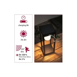 Best Paulmann Marisol pullert utendørs 5,5W 3000 Kelvin m/bevegelses sensor - Solcelle Svart