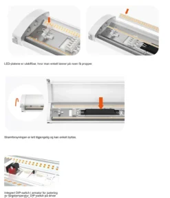 Outlet NorDesign Mega Batten lysarmatur 47W 3000/4000K IP44 - 151 cm Hvit