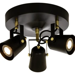 Outlet Aneta Lighting Metz taklampe rund 3 spotter - Svart/Messing Svart / Messing