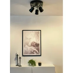 Outlet Aneta Lighting Metz taklampe rund 3 spotter - Svart/Messing Svart / Messing