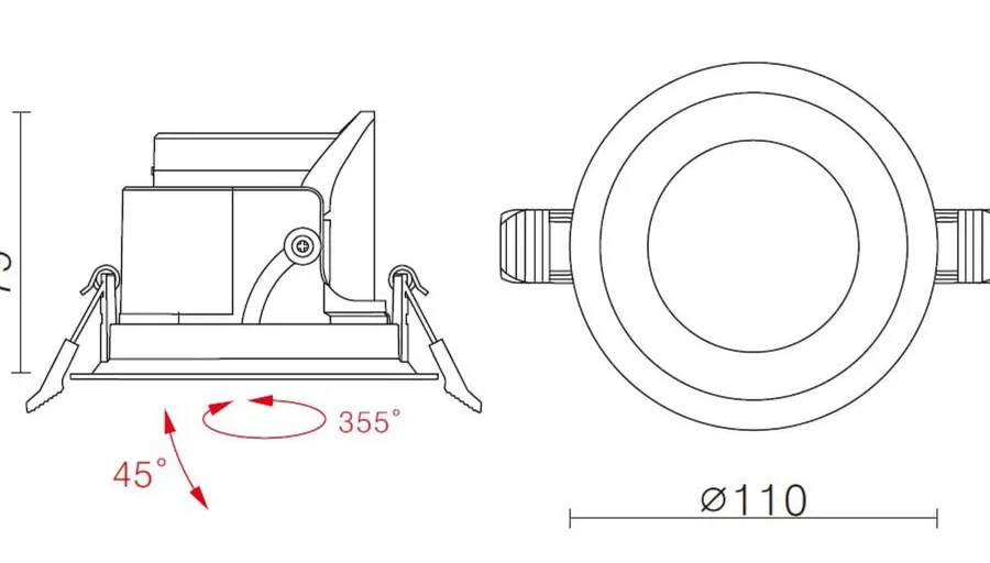NorDesign Modfun X 110 downlight 12,3W 2700 Kelvin CRI 90
