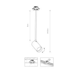 Discount Nowodvorski Mono medium lang enkel innfelt takspot - Svart/Gullfarget Svart / Gull