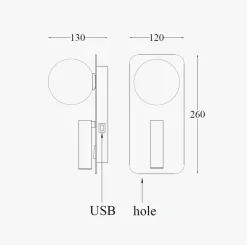Outlet NorDesign Mooni vegglampe USB - Svart