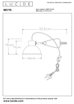 Outlet Lucide Moys bordlampe med clips Svart