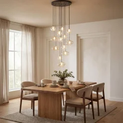 TK Lighting Nebia rondell takpendel 13-lys Brun