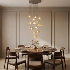TK Lighting Nebia rondell takpendel 13-lys Brun