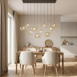 Discount TK Lighting Nebia takpendel 10-lys Brun