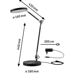Outlet Paulmann Numis skrivebordslampe 11W 2700-6500 Kelvin 3-step dim - Trådløs lader for mobil