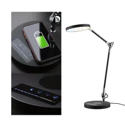 Outlet Paulmann Numis skrivebordslampe 11W 2700-6500 Kelvin 3-step dim - Trådløs lader for mobil