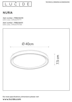 Sale Lucide Nuria taklampe 40 cm 24 watt 2700 Kelvin 3-step dim Svart