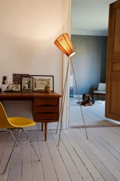 Hot Northern Oslo Wood gulvlampe stål med skjerm