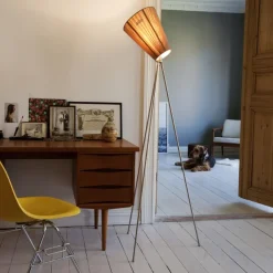 Hot Northern Oslo Wood gulvlampe stål med skjerm