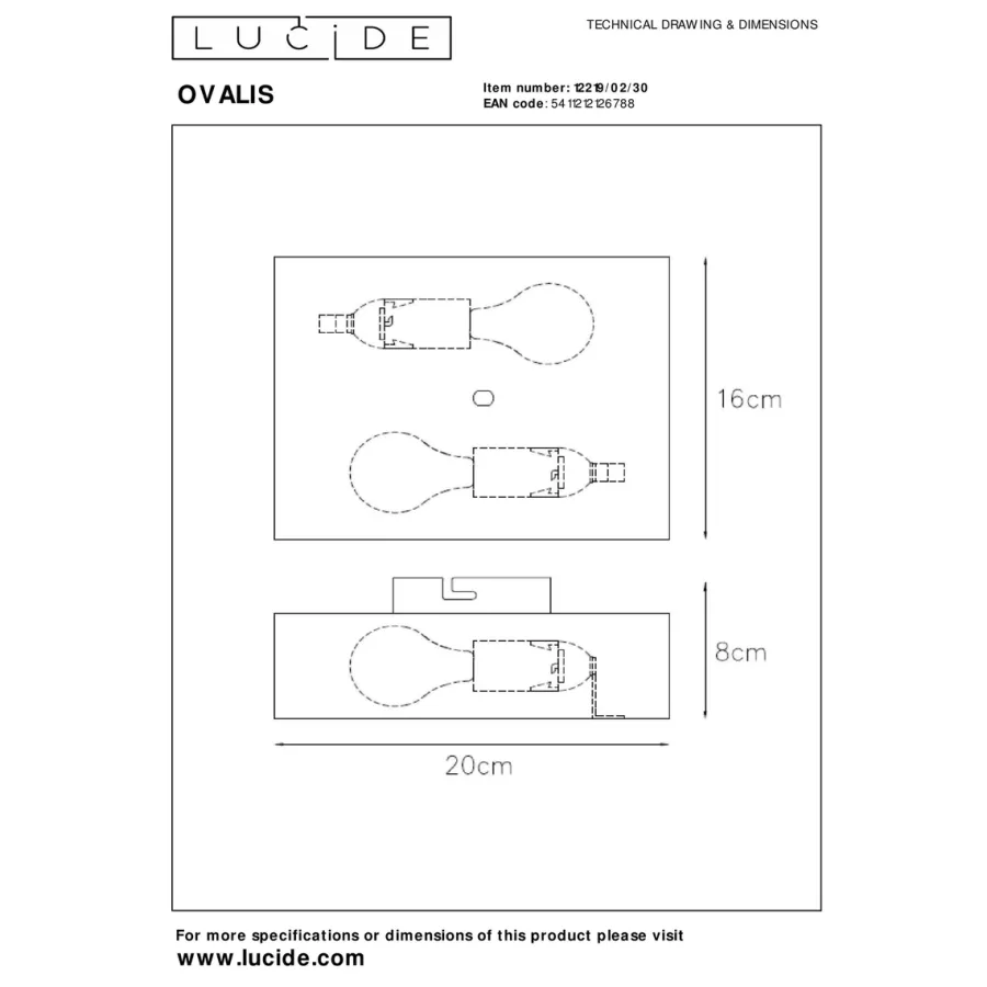 Discount Lucide Ovalis vegglampe opp/ned