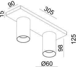 Online NorDesign OZ K2 taklampe med 2 spotter - hvit/Svart Hvit / Svart