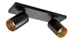 Clearance NorDesign OZ K2 taklampe med 2 spotter - Svart/gull Svart / Gull