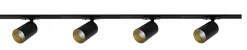 Outlet NorDesign Oz spotskinne 4 spotter 2 meter - Svart/Gull Svart / Gull