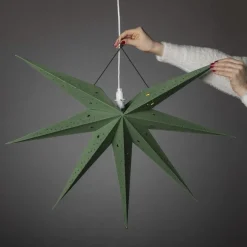 Konstsmide Pappstjerne 60 cm - Grønn fløyel/Gull innside