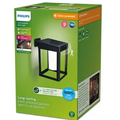 Online Philips Camill vegglampe 1,4W 3000 Kelvin IP44 solcelledrevet med dag/natt og bevegelse sensor Svart
