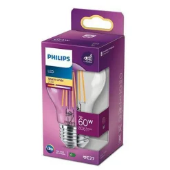 Outlet Philips Filament E27 LED 7W 2700K Ikke dimbar - Klar Hvit
