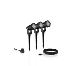Clearance Philips Gardenlink Caper uplight 2700K 1,5W IP44 3-pakning - 24 Volt Svart