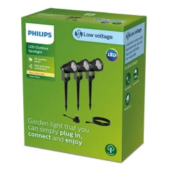 Clearance Philips Gardenlink Caper uplight 2700K 1,5W IP44 3-pakning - 24 Volt Svart
