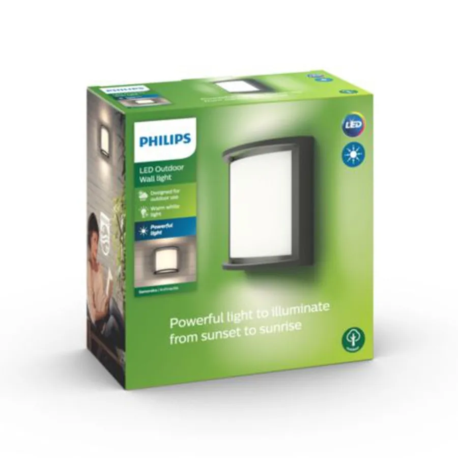New Philips myGarden Samondra vegglampe utendørs IP44 12W LED - Svart