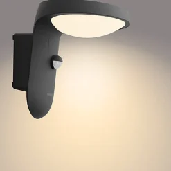 Best Philips Tyla vegglampe 1,2W 3000 Kelvin IP44 solcelledrevet med dag/natt og bevegelses sensor Svart