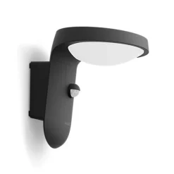 Best Philips Tyla vegglampe 1,2W 3000 Kelvin IP44 solcelledrevet med dag/natt og bevegelses sensor Svart